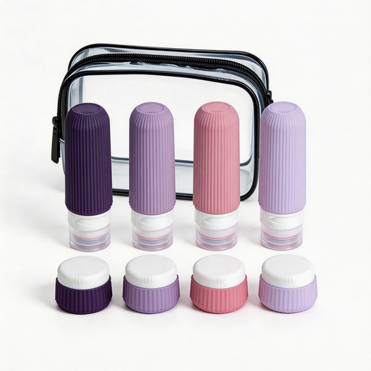 Micebay Travel Bottles - 8 Pack, TSA Approved 3 oz Travel Containers for Toiletries, Clear Bag, Leak Proof Silicone Squeezable Essentials Jars