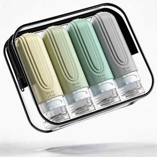 Micebay Leak-Proof 3-oz Silicone Squeezable Travel Bottles for Toiletries, Refillable Travel Size Containers, BPA Free, TSA Approved, Mint-Gray, 4 Pack