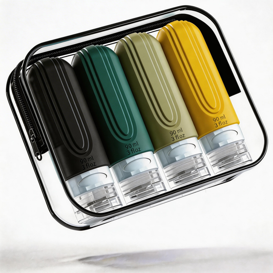 Micebay Leak-Proof 3-oz Silicone Squeezable Travel Bottles for Toiletries, Refillable Travel Size Containers, BPA Free, TSA Approved, Green, 4 Pack