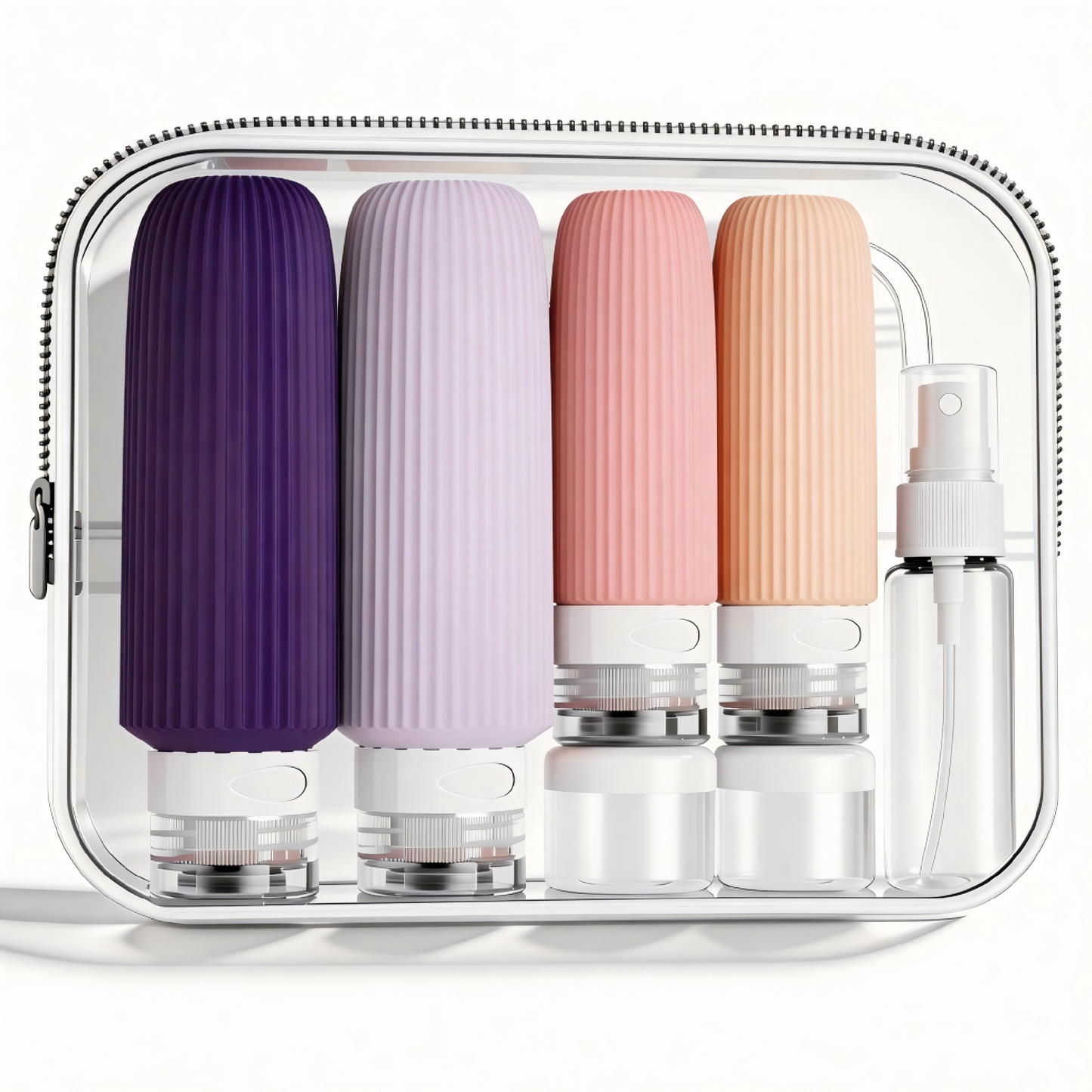 Micebay 6oz Silicone Travel Bottles, Leak Proof Toiletry Containers for Shampoo, Conditioner & Lotion, Purple