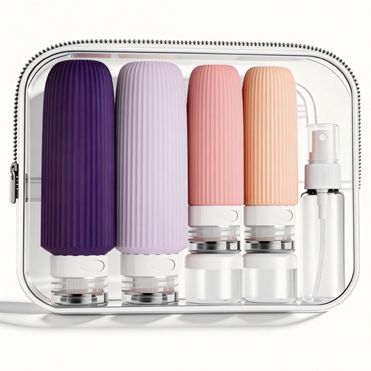 Micebay 6oz Silicone Travel Bottles, Leak Proof Toiletry Containers for Shampoo, Conditioner & Lotion, Purple