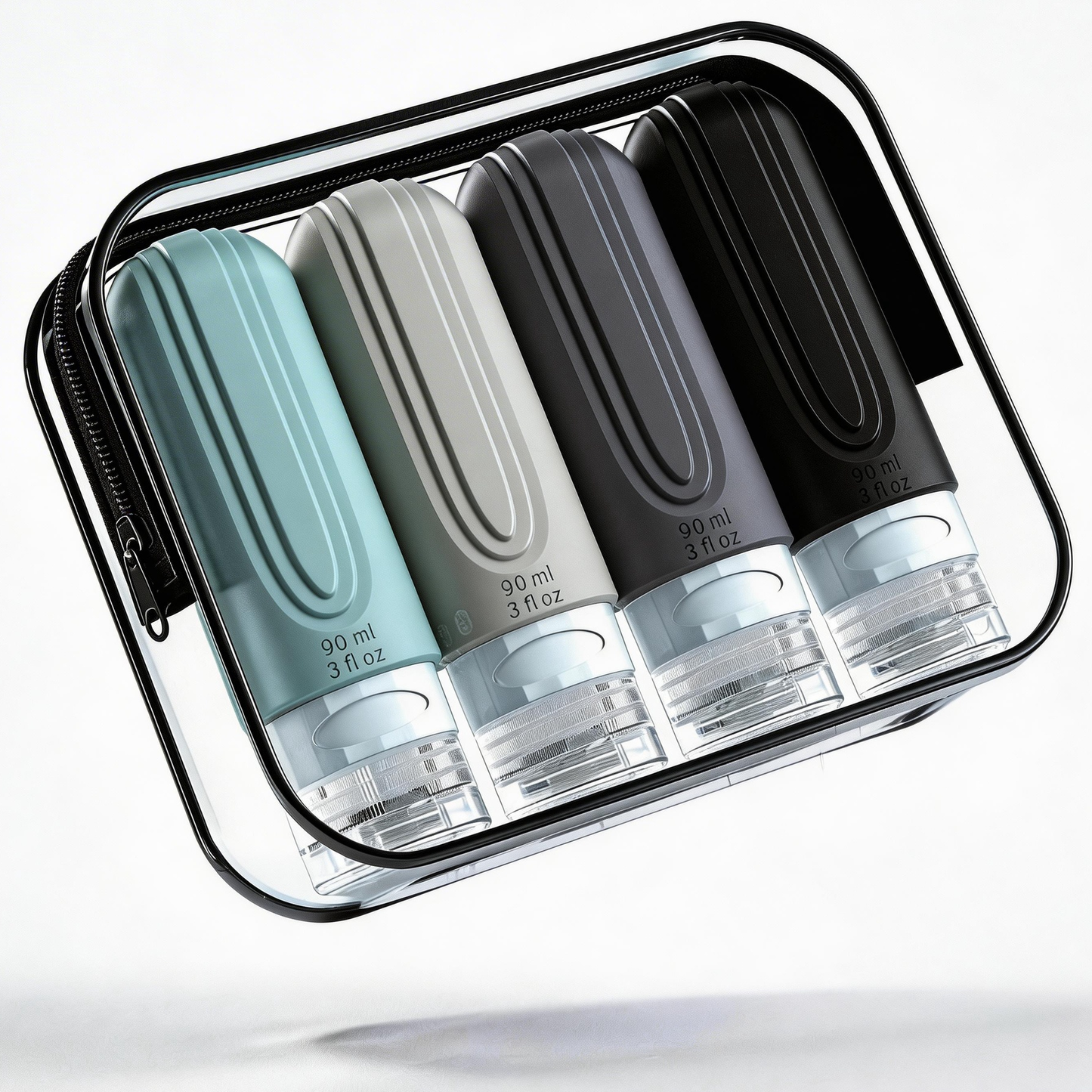 Micebay Leak-Proof 3oz Silicone Squeezable Travel Bottles for Toiletries, Refillable Travel Size Containers for Lotion, BPA Free, TSA Approved, Gray, 4 Pack