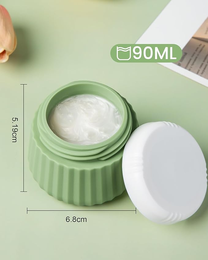 Micebay Travel Containers for Toiletries 4 Pack, TSA Approved Travel Size Toiletries, Travel Size Containers, With Clear Bag Leak Proof Silicone Jars, Travel Essentials Creams Jars Carrying Small Item