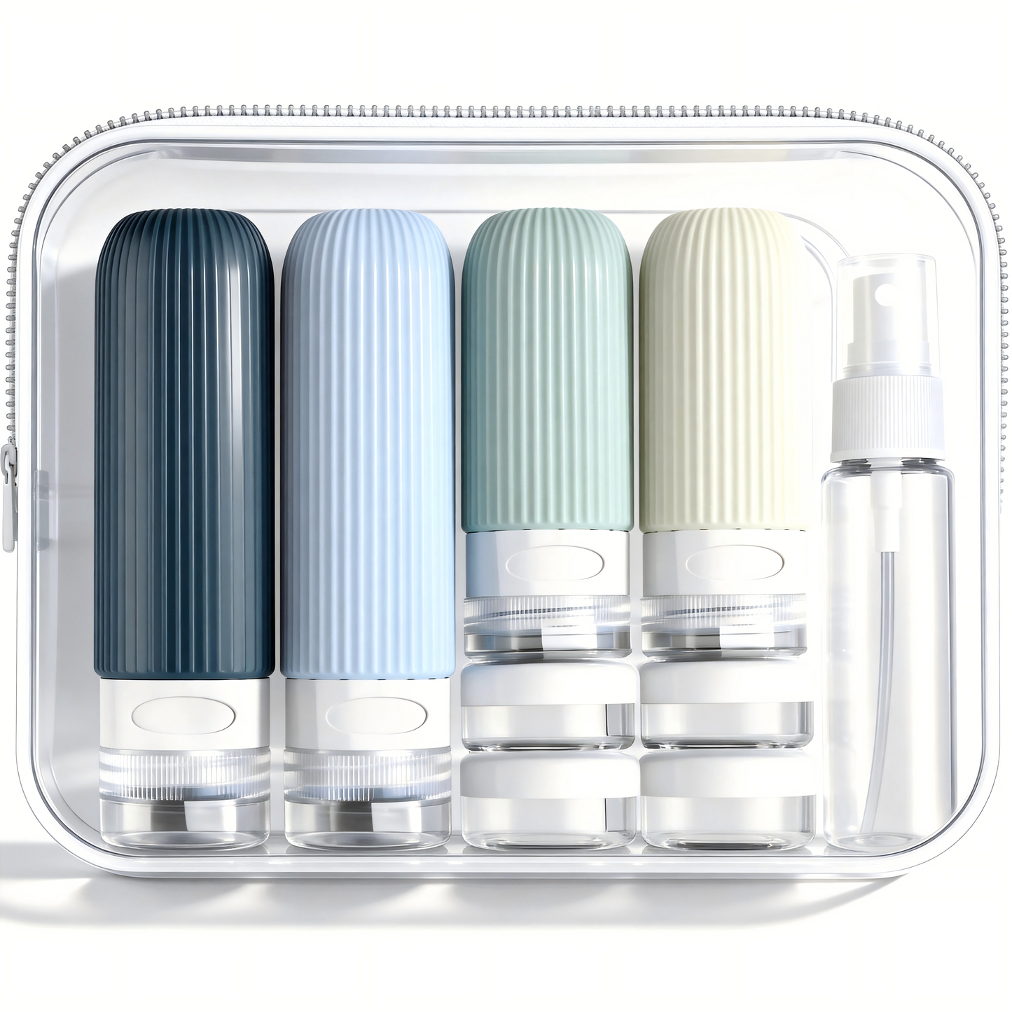 Micebay Silicone Travel Bottles, Leak Proof Toiletry Containers for Shampoo, Conditioner & Lotion, Grey