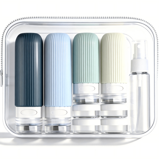 Micebay Silicone Travel Bottles, Leak Proof Toiletry Containers for Shampoo, Conditioner & Lotion, Grey