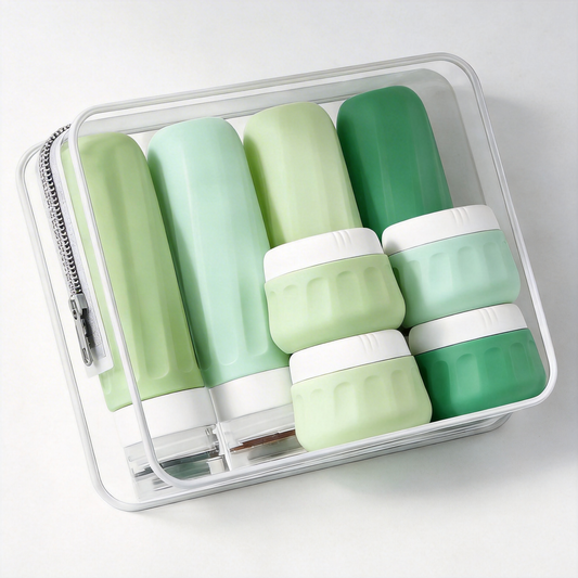 Micebay Travel Bottles for Toiletries 8 Pack, Travel Size Toiletries, Tsa Approved Travel Size Containers 3oz, with Travel Essentials Clear Bag, Leak Proof Silicone Squeezable Creams Jars