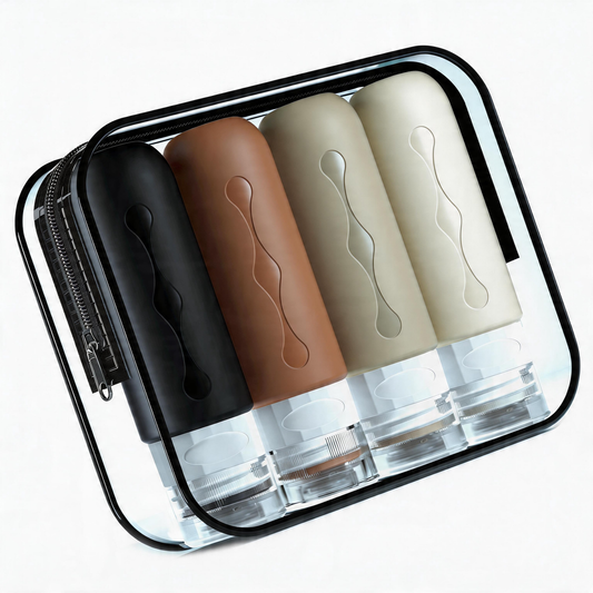 Micebay Travel Bottles for Toiletries, Tsa Approved Travel 3oz Size Containers with Clear Bag, BPA Free Leak Proof Travel Tubs Refillable Liquid Travel Accessories for Cometic Shampoo Lotion (4 Pack)