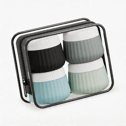 Micebay Travel Containers for Toiletries 4 Pack, TSA Approved Travel Size Toiletries, Travel Size Containers, With Clear Bag Leak Proof Silicone Jars, Travel Essentials Creams Jars Carrying Small Item
