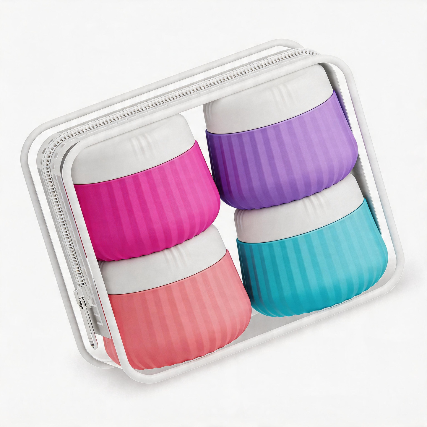 Micebay Travel Containers for Toiletries 4 Pack, TSA Approved Travel Size Toiletries, Travel Size Containers, With Clear Bag Leak Proof Silicone Jars, Travel Essentials Creams Jars Carrying Small Item