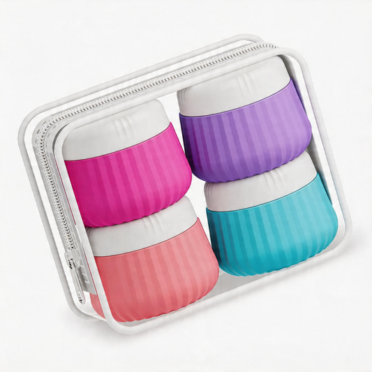 Micebay Travel Containers for Toiletries 4 Pack, TSA Approved Travel Size Toiletries, Travel Size Containers, With Clear Bag Leak Proof Silicone Jars, Travel Essentials Creams Jars Carrying Small Item