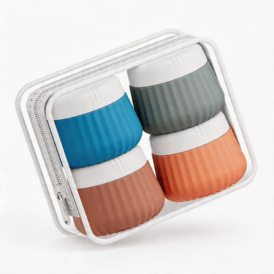 Micebay Travel Containers for Toiletries 4 Pack, TSA Approved Travel Size Toiletries, Travel Size Containers, With Clear Bag Leak Proof Silicone Jars, Travel Essentials Creams Jars Carrying Small Item