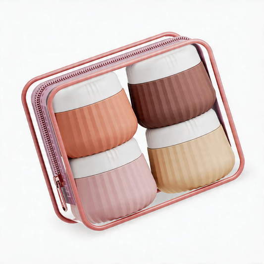 Micebay Travel Containers for Toiletries 4 Pack, TSA Approved Travel Size Toiletries, Travel Size Containers, With Clear Bag Leak Proof Silicone Jars, Travel Essentials Creams Jars Carrying Small Item