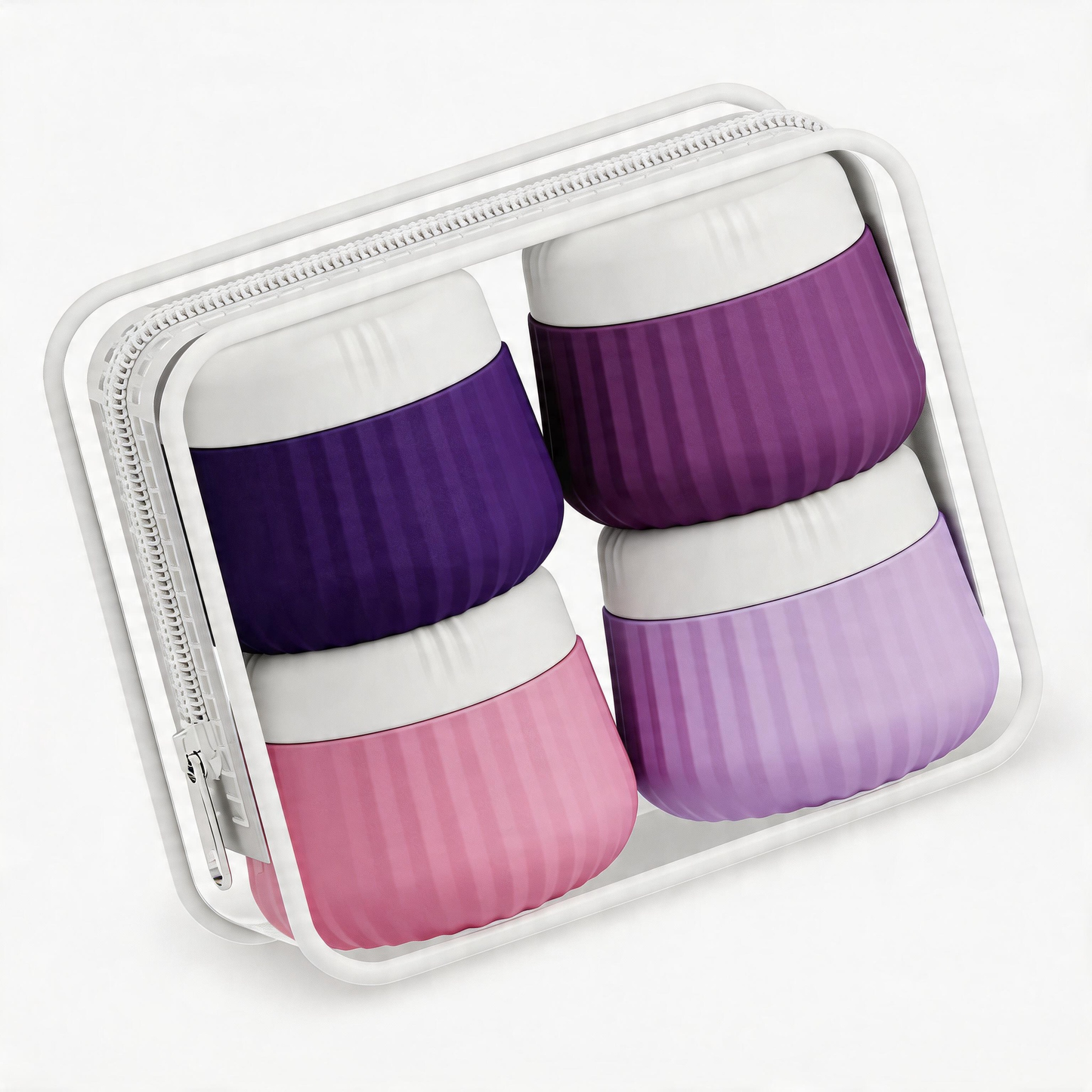Micebay Travel Containers for Toiletries 4 Pack, TSA Approved Travel Size Toiletries, Travel Size Containers, With Clear Bag Leak Proof Silicone Jars, Travel Essentials Creams Jars Carrying Small Item