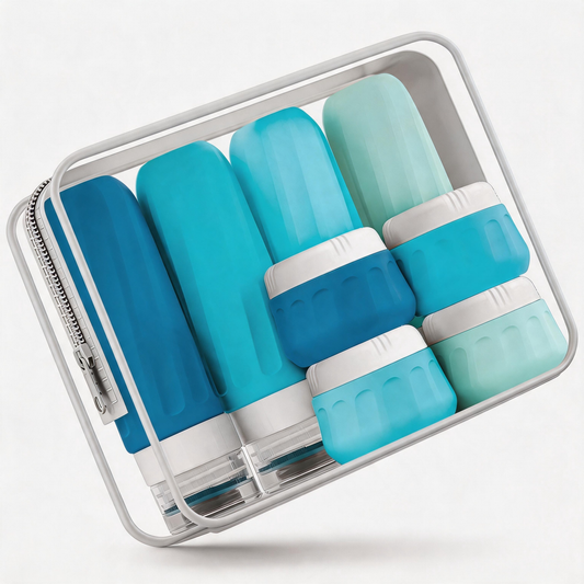 Micebay Travel Bottles for Toiletries 8 Pack, Travel Size Toiletries, Tsa Approved Travel Size Containers 3oz, with Travel Essentials Clear Bag, Leak Proof Silicone Squeezable Creams Jars
