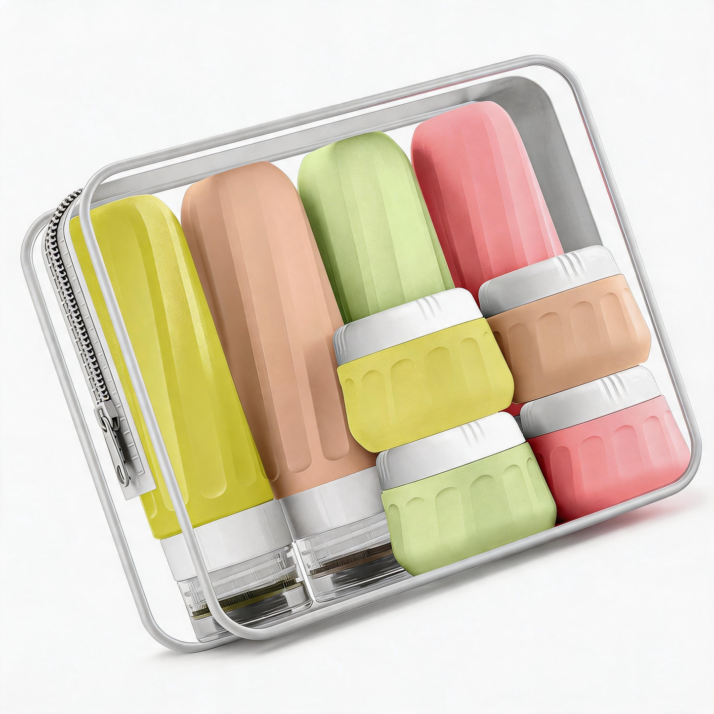 Micebay Travel Bottles for Toiletries 8 Pack, Travel Size Toiletries, Tsa Approved Travel Size Containers 3oz, with Travel Essentials Clear Bag, Leak Proof Silicone Squeezable Creams Jars