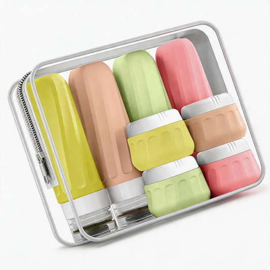 Micebay Travel Bottles for Toiletries 8 Pack, Travel Size Toiletries, Tsa Approved Travel Size Containers 3oz, with Travel Essentials Clear Bag, Leak Proof Silicone Squeezable Creams Jars