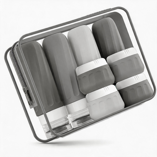 Micebay Travel Bottles for Toiletries 8 Pack, Travel Size Toiletries, Tsa Approved Travel Size Containers 3oz, with Travel Essentials Clear Bag, Leak Proof Silicone Squeezable Creams Jars