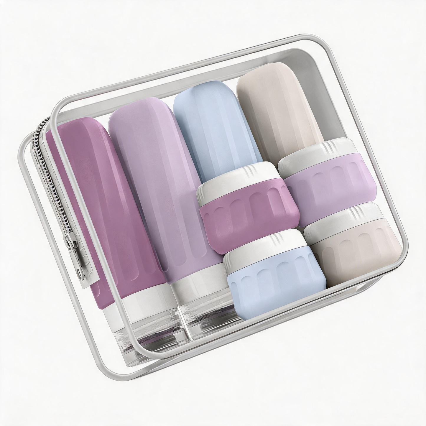 Micebay Travel Bottles for Toiletries 8 Pack, Travel Size Toiletries, Tsa Approved Travel Size Containers 3oz, with Travel Essentials Clear Bag, Leak Proof Silicone Squeezable Creams Jars