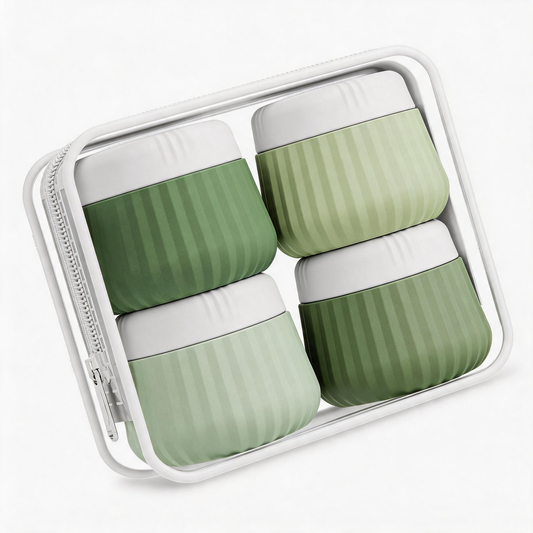 Micebay Travel Containers for Toiletries 4 Pack, TSA Approved Travel Size Toiletries, Portable Size Containers, With Clear Bag Leak Proof Silicone Jars, Essentials Creams Jars Carrying Small Items