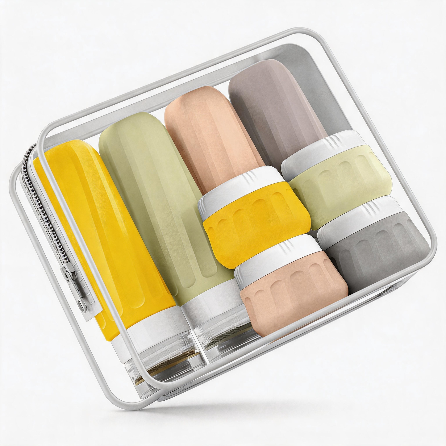 Micebay Travel Bottles for Toiletries 8 Pack, Travel Size Toiletries, Tsa Approved Travel Size Containers 3oz, with Travel Essentials Clear Bag, Leak Proof Silicone Squeezable Creams Jars