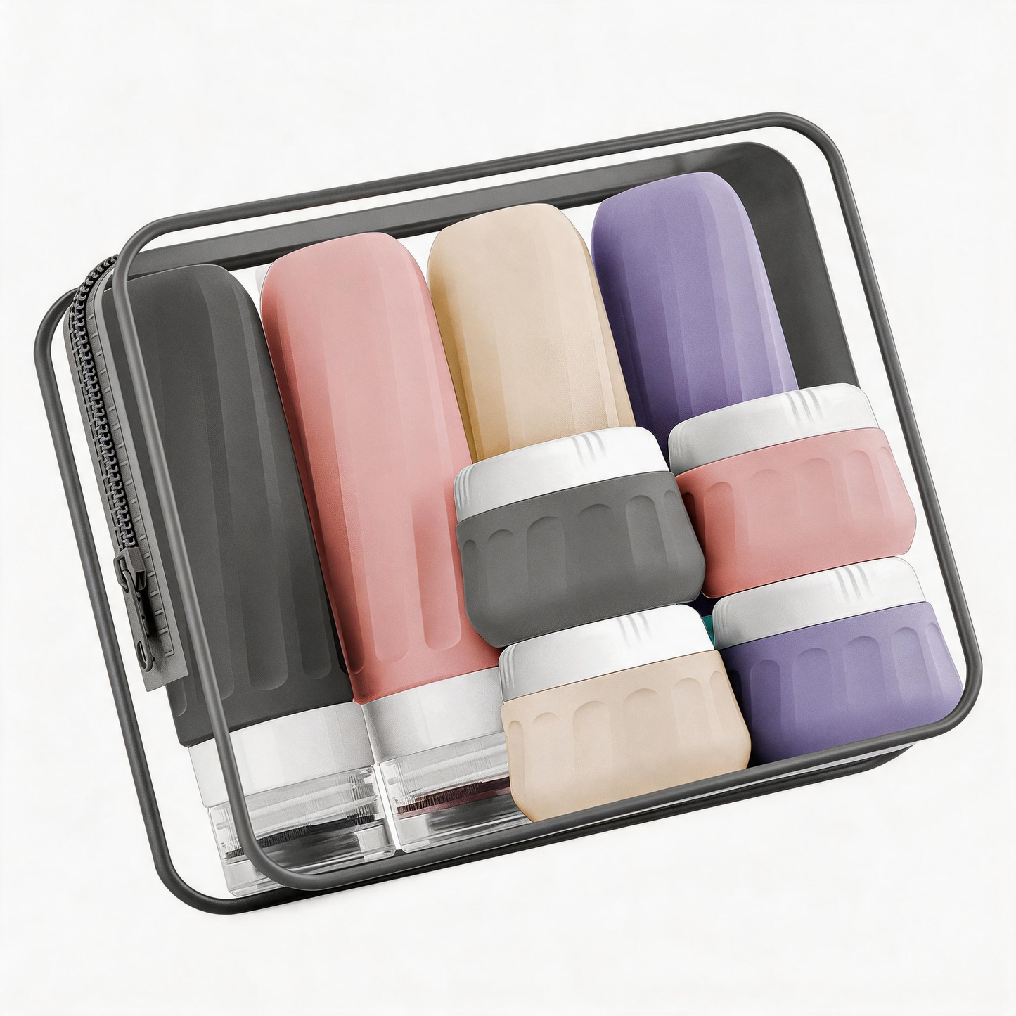 Micebay Travel Bottles for Toiletries 8 Pack, Travel Size Toiletries, Tsa Approved Travel Size Containers 3oz, with Travel Essentials Clear Bag, Leak Proof Silicone Squeezable Creams Jars
